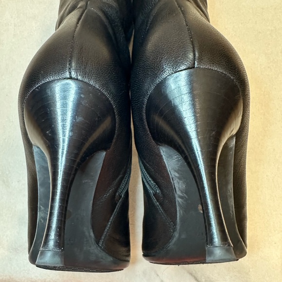 GUCCI women’s tall black knee high leather boots zipper pointed toe style SZ 10 - Picture 10 of 16